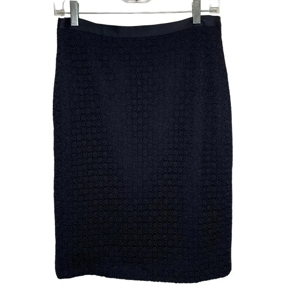 Albert Nipon black floral lace skirt business casual